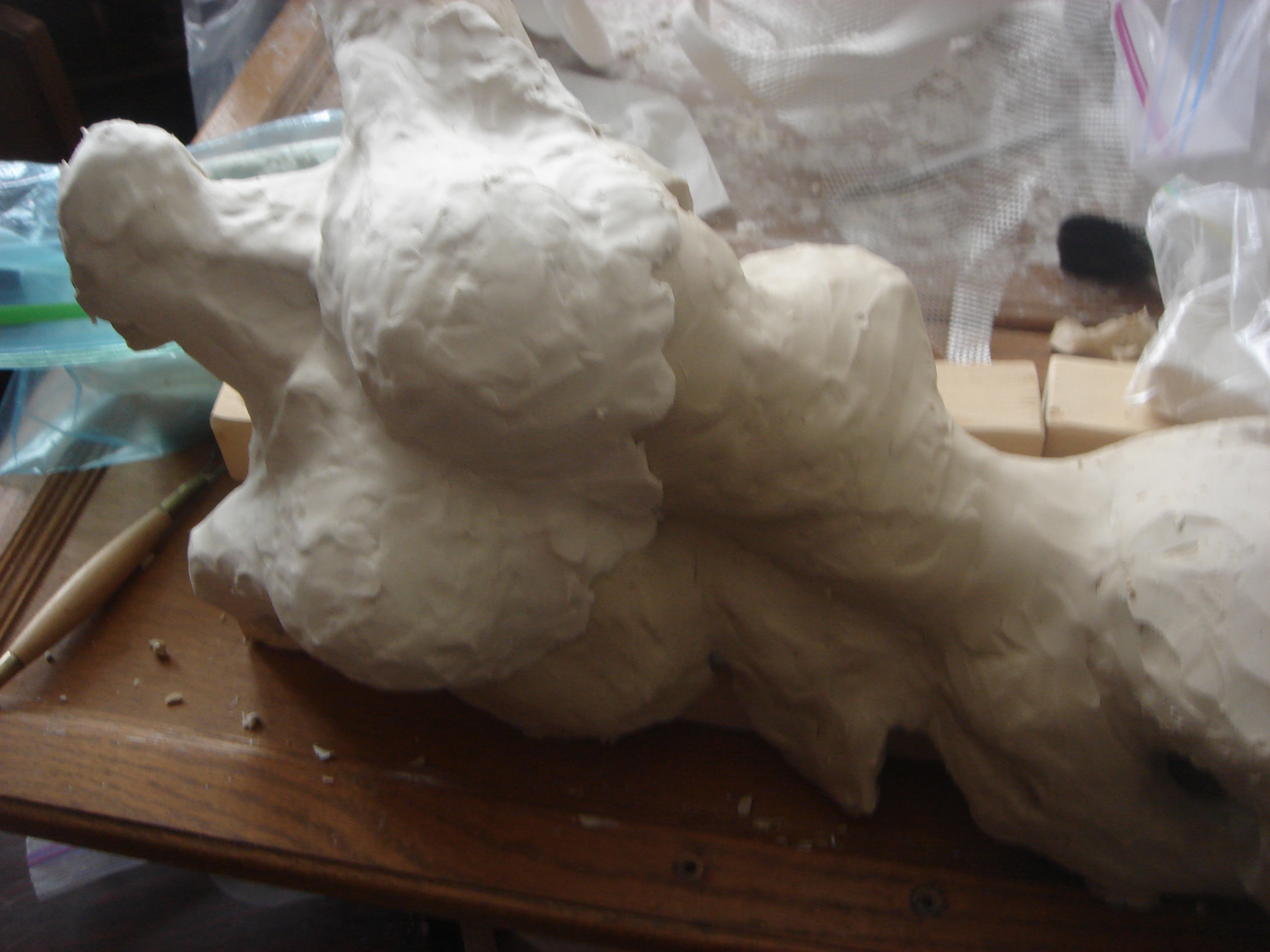 Swimmer: draping clay over the Kelan Klay support